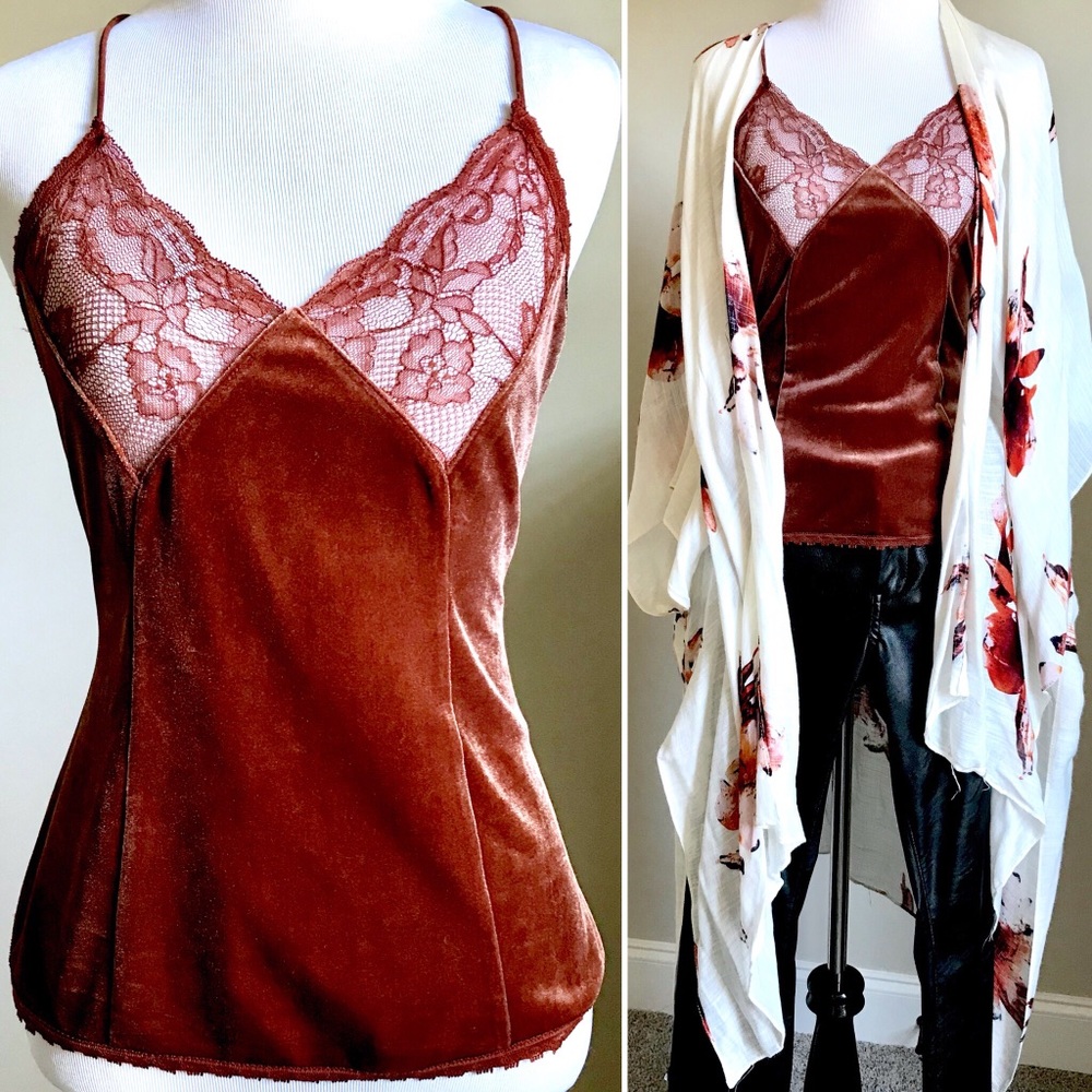 Boutique Brand Velvet Lace Spaghetti Strap Cami